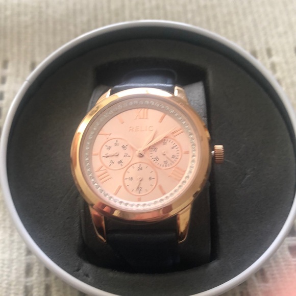 Relic watch with blue band